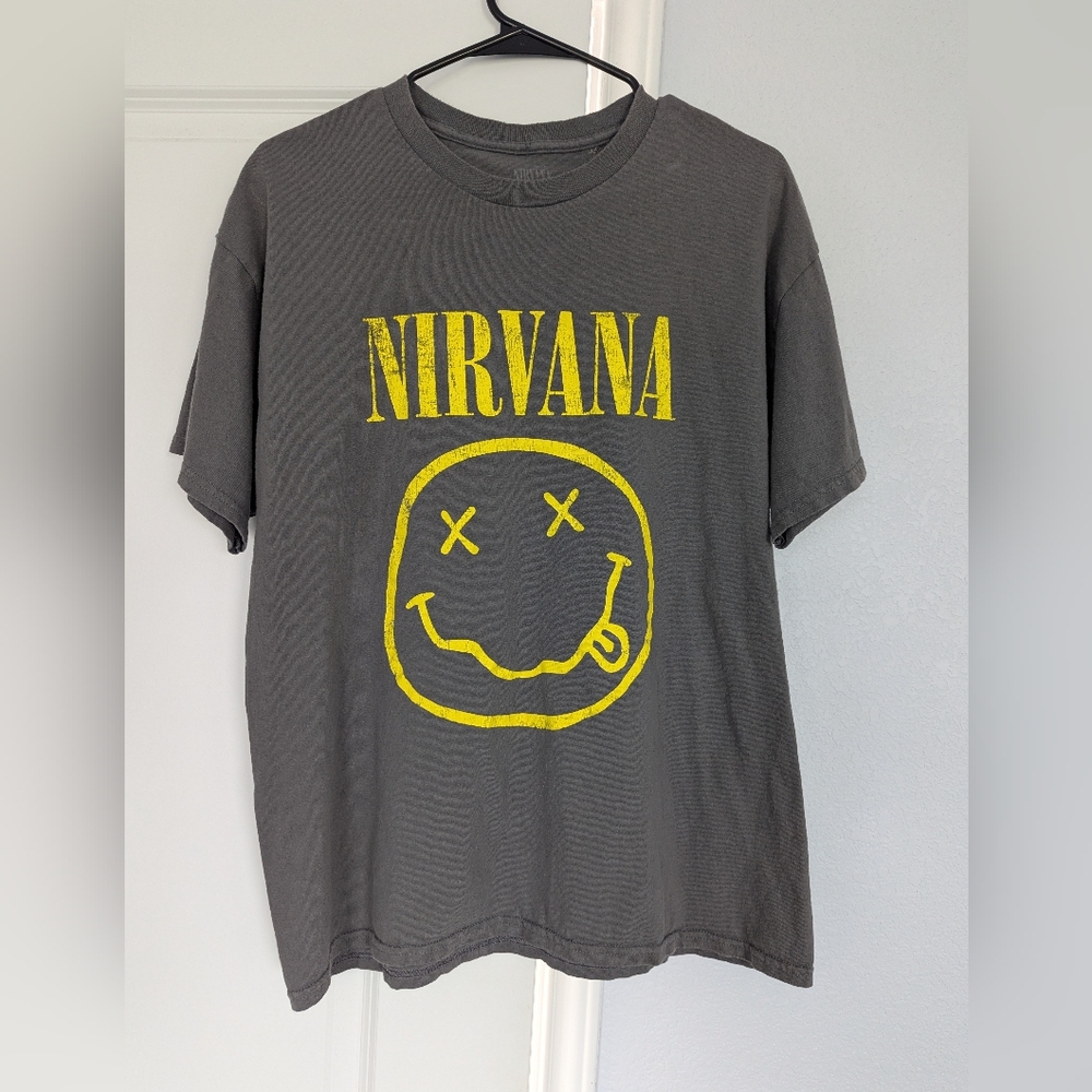 NIRVANA Charcoal Tee with Subtle Graphic